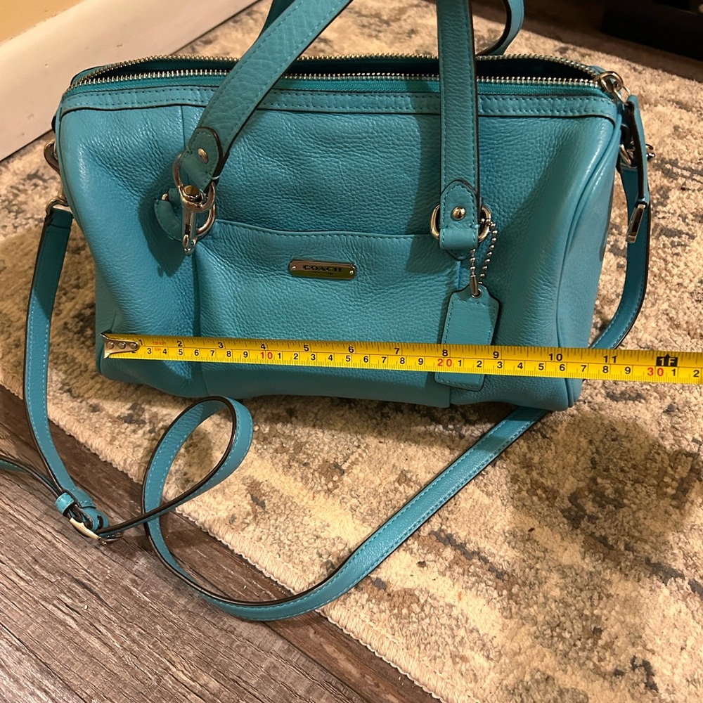 Coach Teal Leather Shoulder Bag - Picture 6 of 8